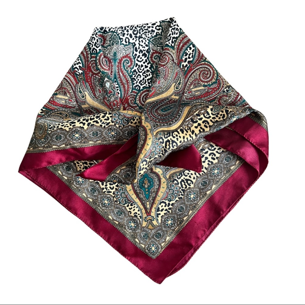 Cheetah Print Ornate Silk Scarf